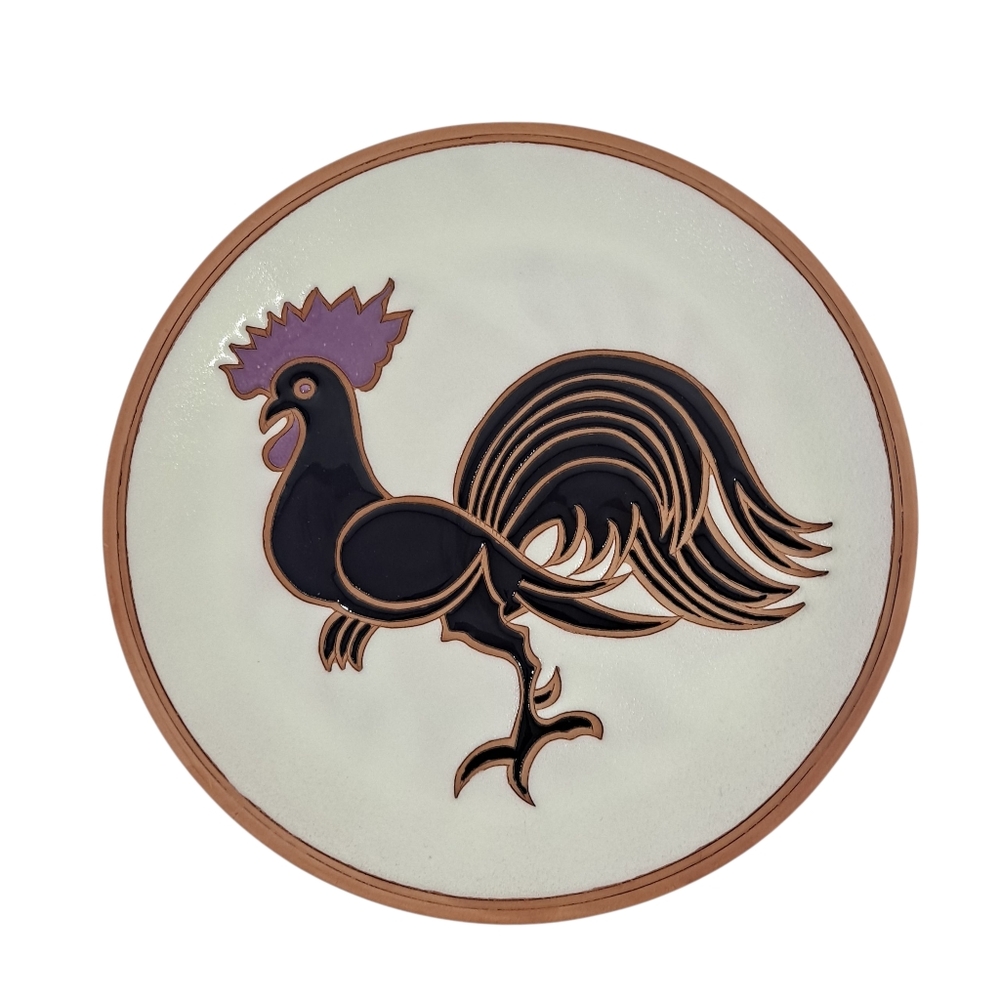 Handmade Bonis Pottery Rooster Terracotta Plate Made In Greece